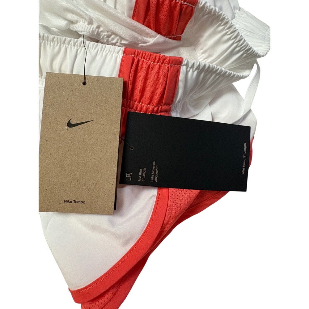 Nike Tempo Dri-FIT Womens Running Shorts White Coral Red HM6096-101 Size L NWT - Picture 3 of 4